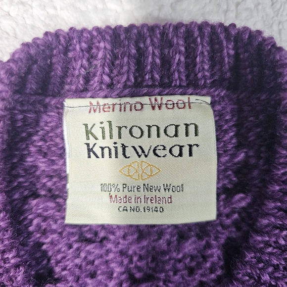 Kilronan Knitwear Purple Merino Wool Cardigan Sweater Size M - Picture 6 of 9